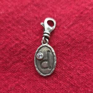 Retired Silpada Sterling Silver & Cz Initial D Lobster Clasp Pendant Charm